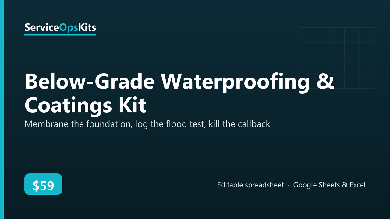 Below-Grade Waterproofing & Coatings Kit spreadsheet template