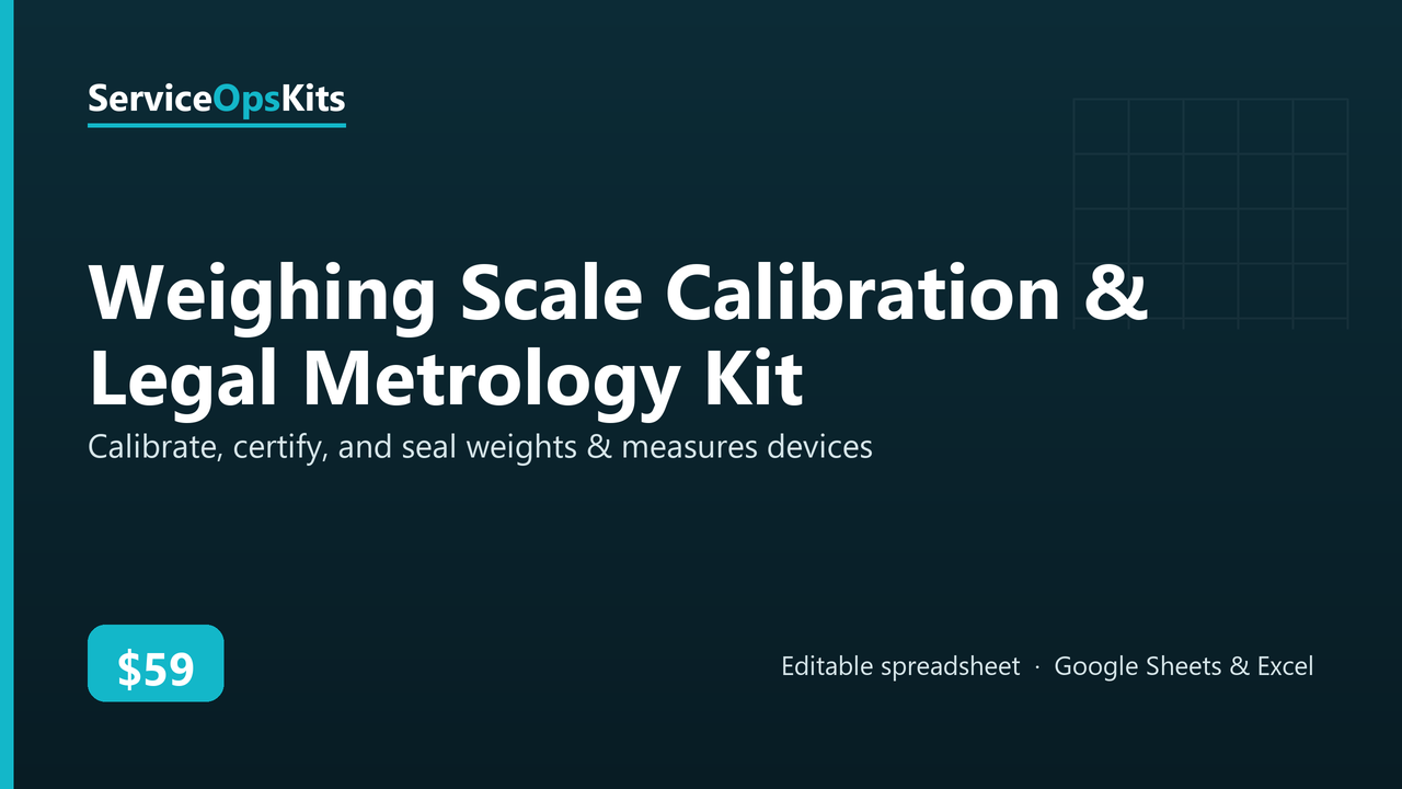 Weighing Scale Calibration & Legal Metrology Kit spreadsheet template