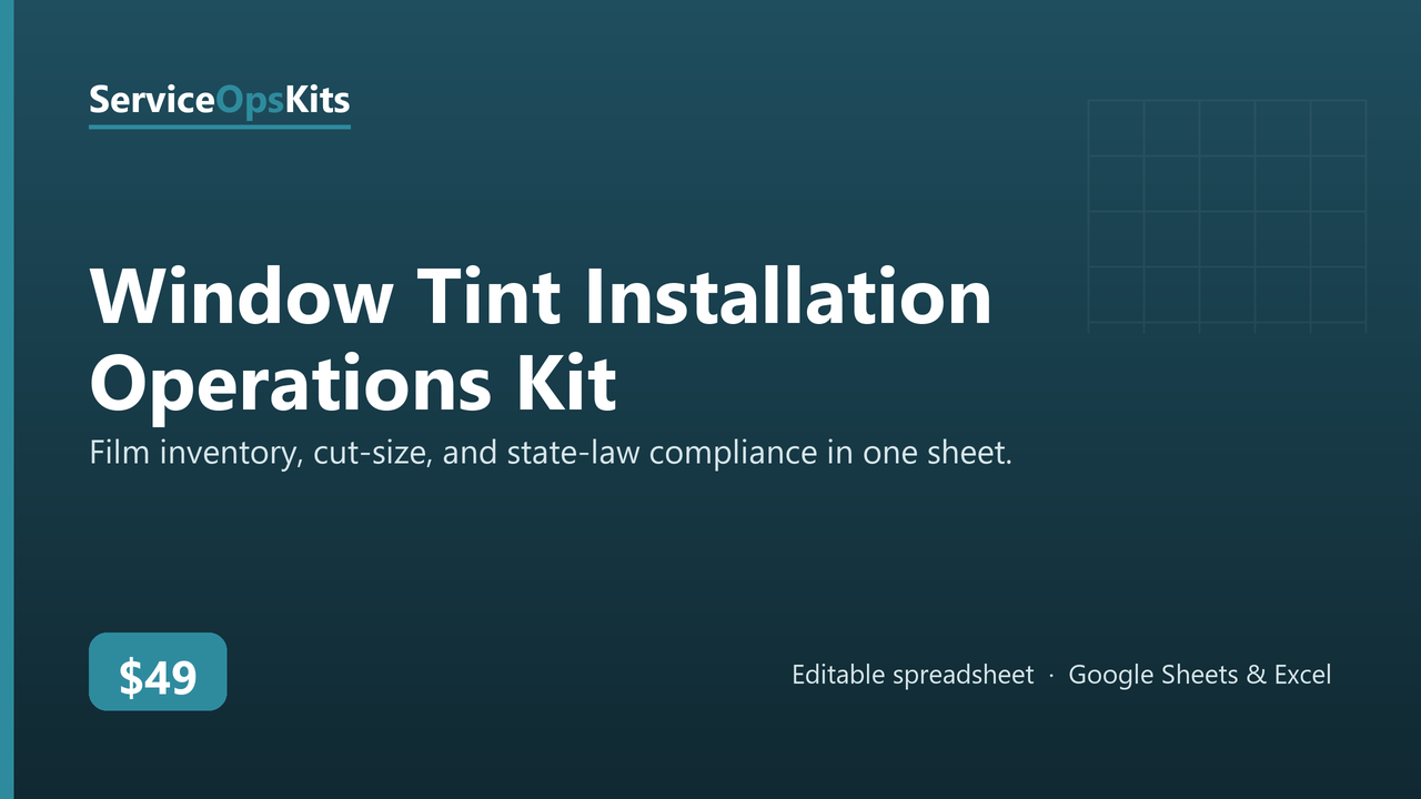 Window Tint Installation Operations Kit cover