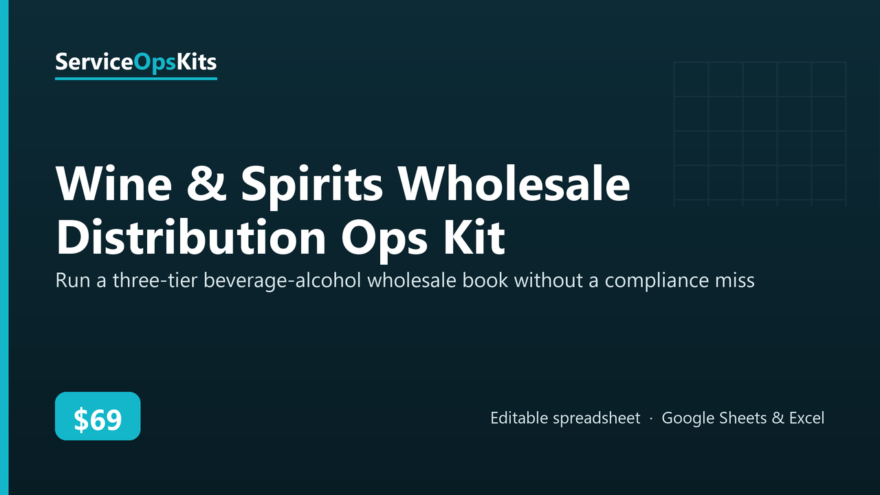 Wine & Spirits Wholesale Distribution Ops Kit spreadsheet template